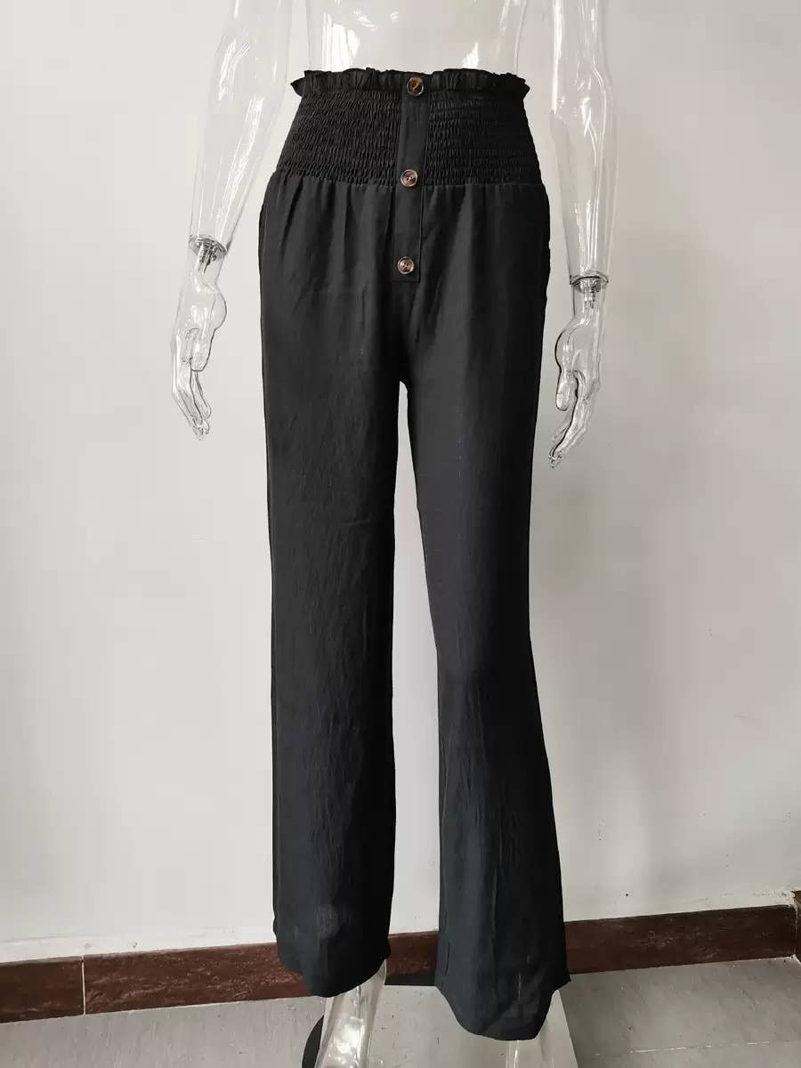 Black Laid Back Wide Leg Pants-130308
