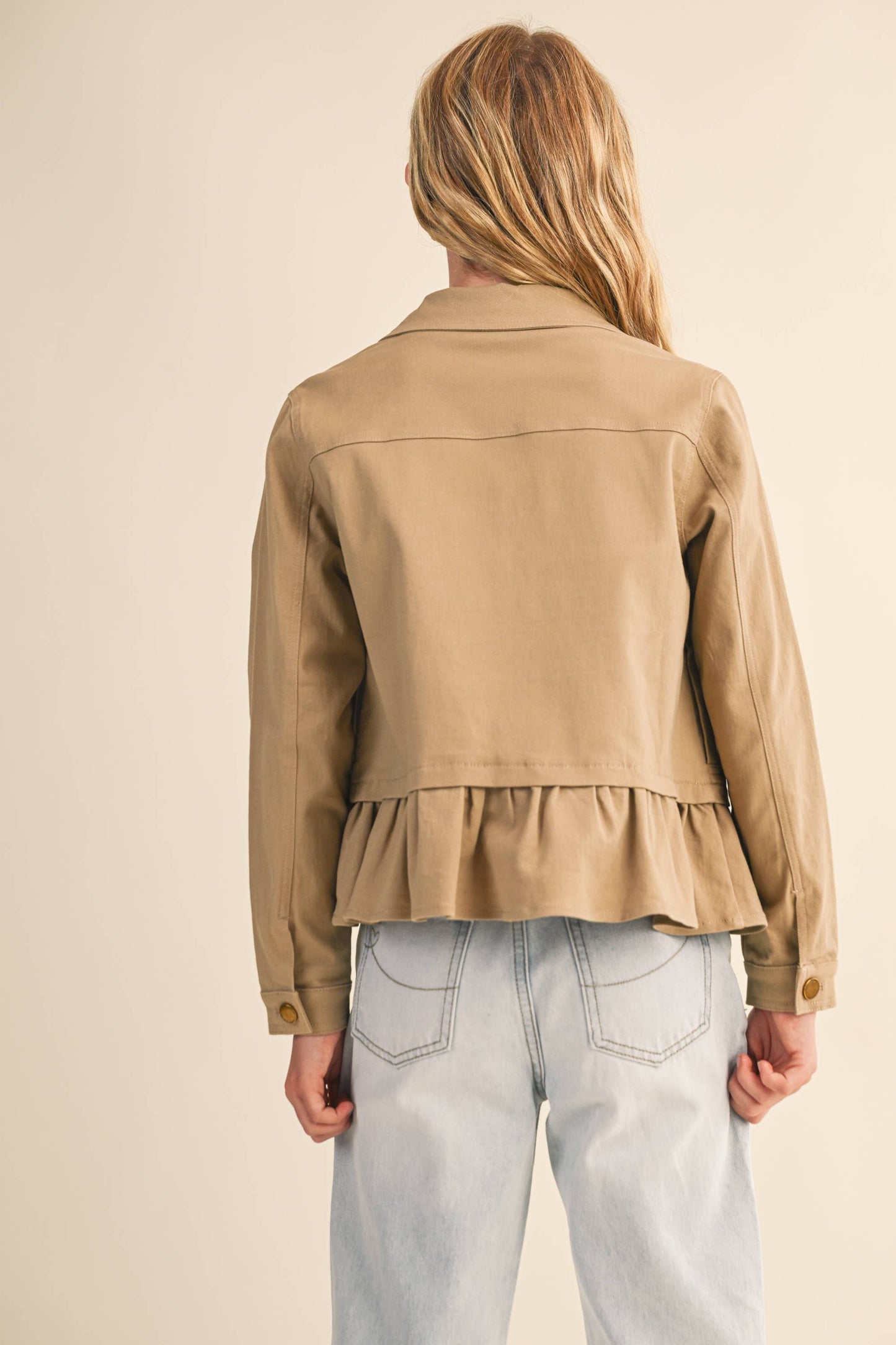 Khaki Cropped Tulip Bottom Field Jacket