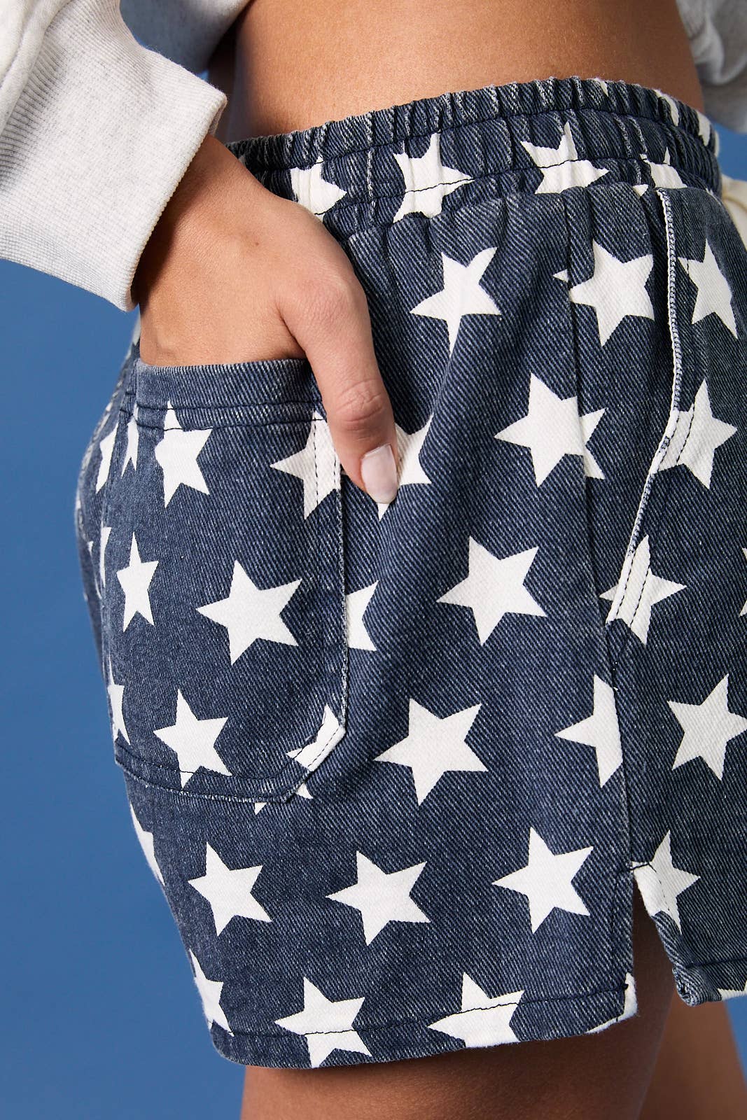 Navy w/ White Stars Mid Rise Shorts- 112938