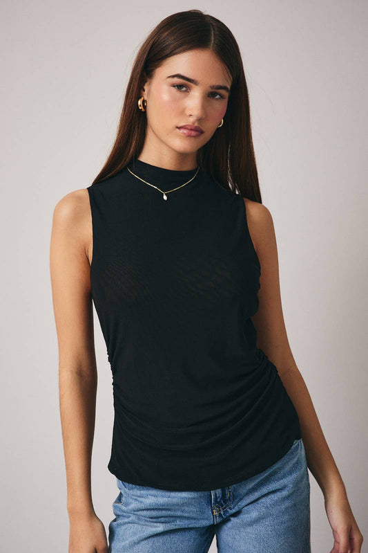 Black Sheer Mock Neck Top - 140688
