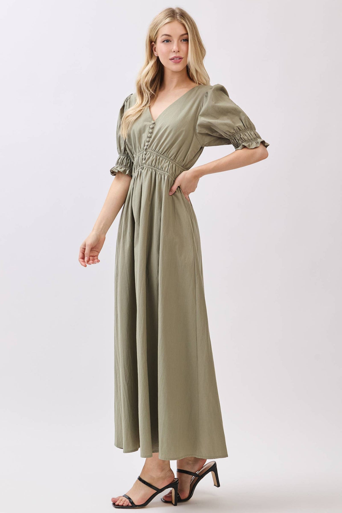 Olive A-line Maxi Dress-126216