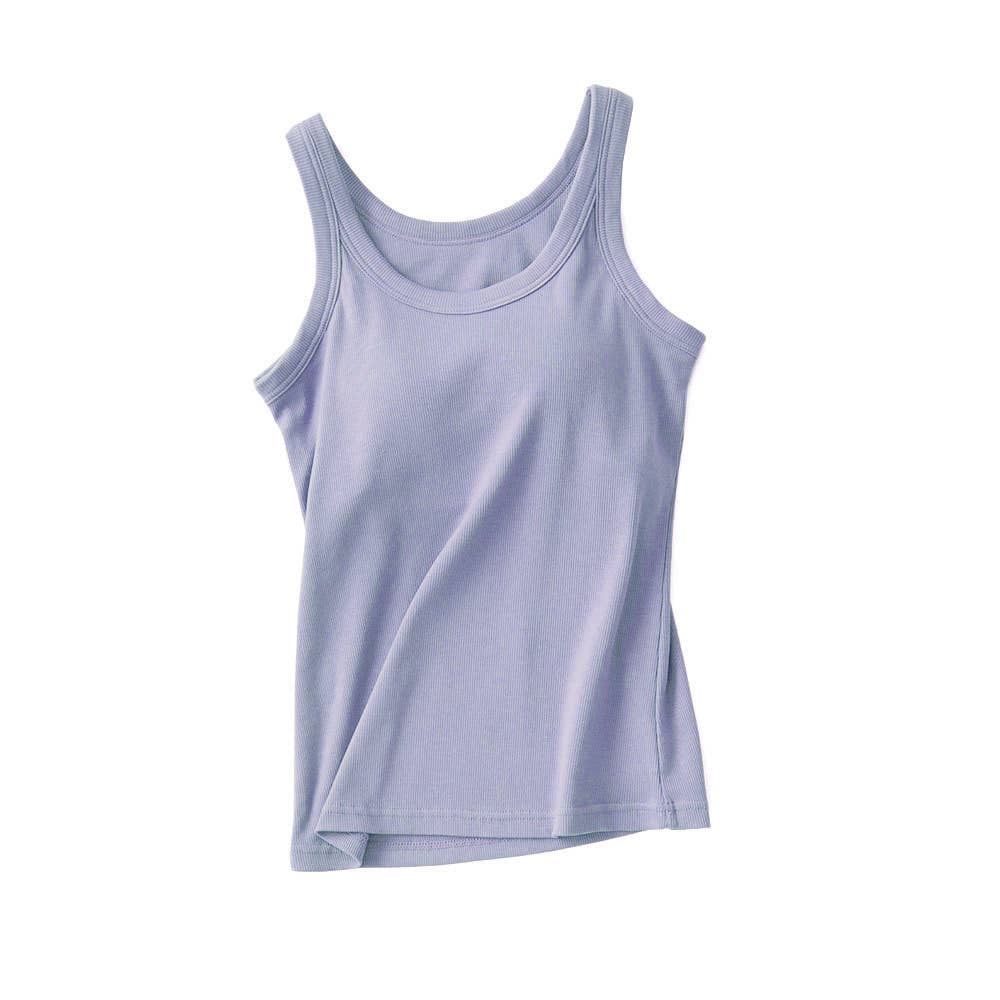 Purple Essential Rib W/ Built In Bra Tank Top-183989