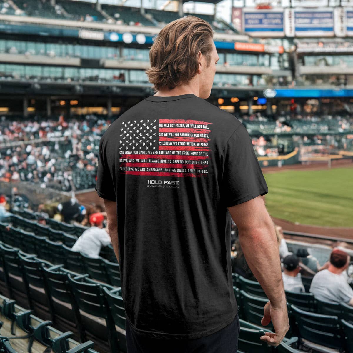 Black Hold Fast 'We Will Not Falter' Mens T-Shirt-105042