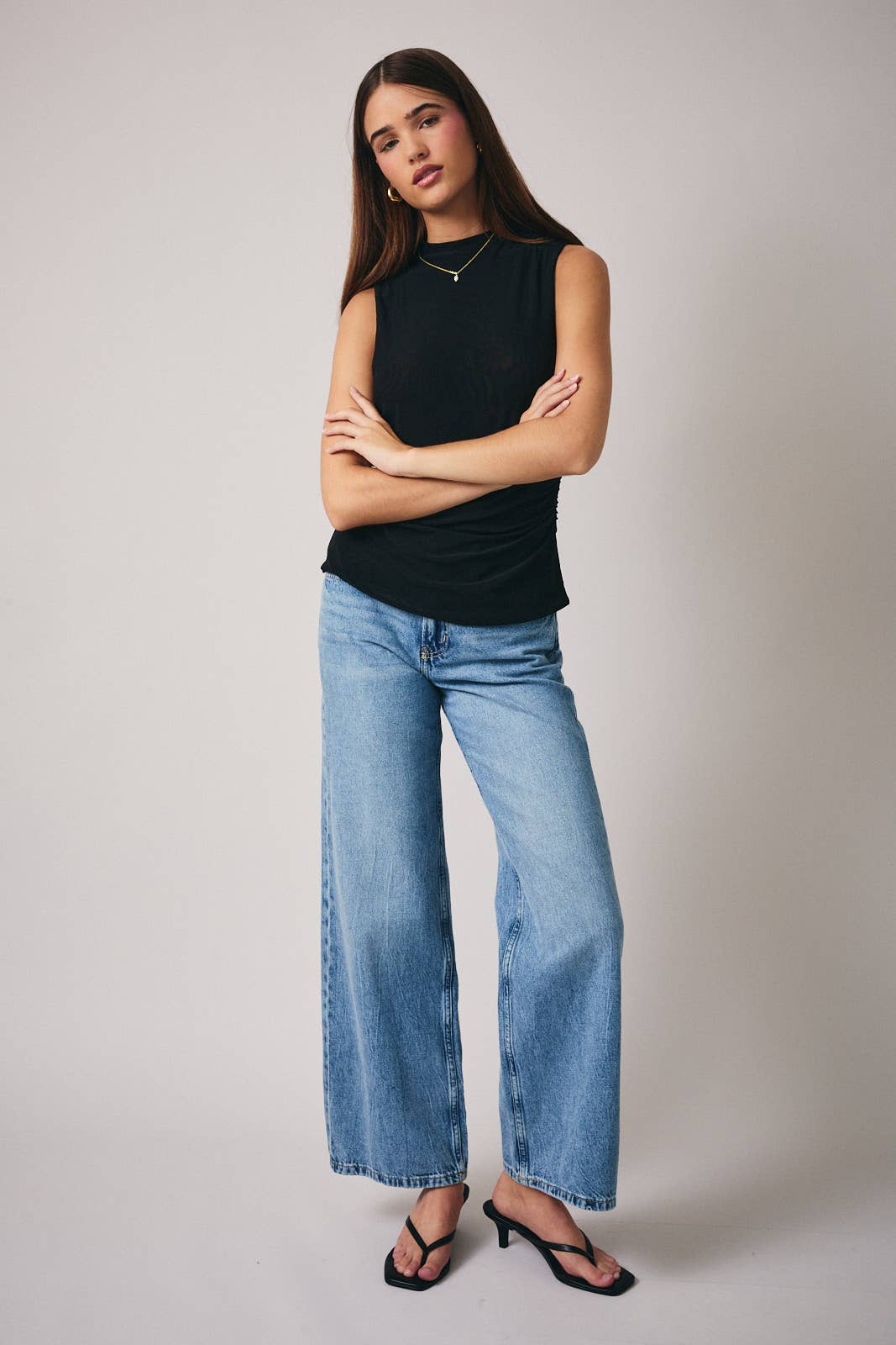 Black Sheer Mock Neck Top - 140688