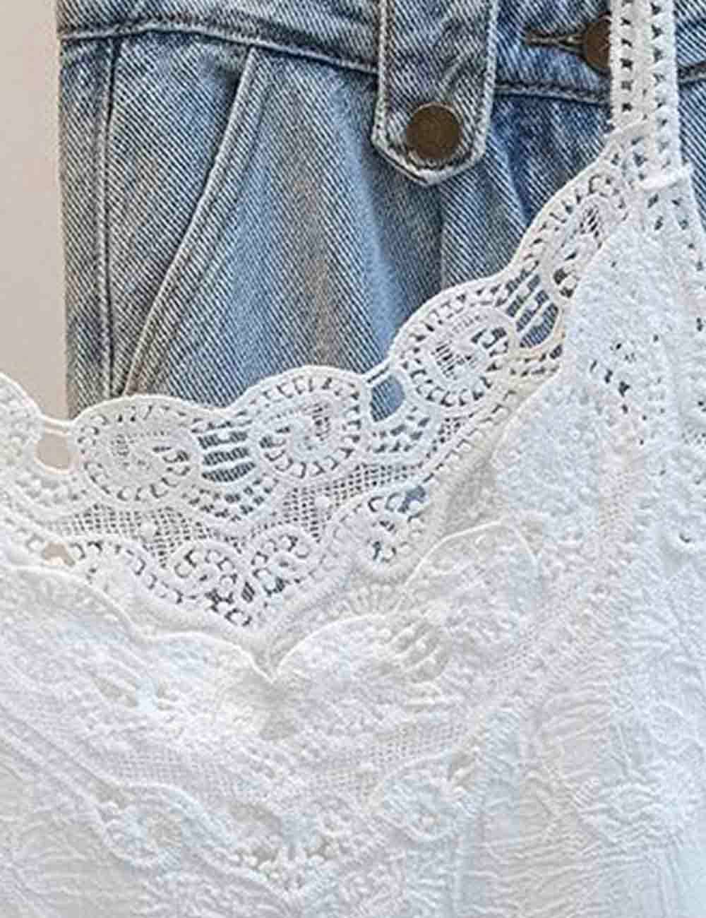 White Lace Embroidery String Shoulder Cami Top-188788