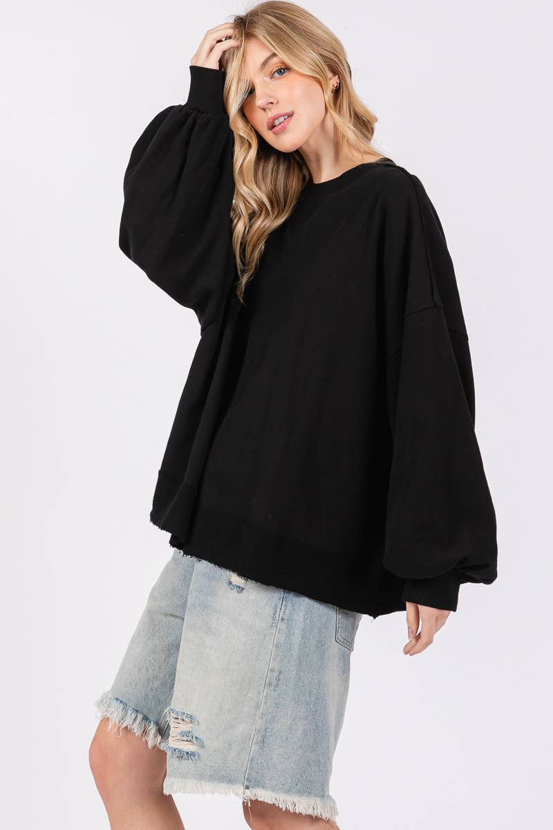 Black Washed Heart Patch Sweatshirt- 201848