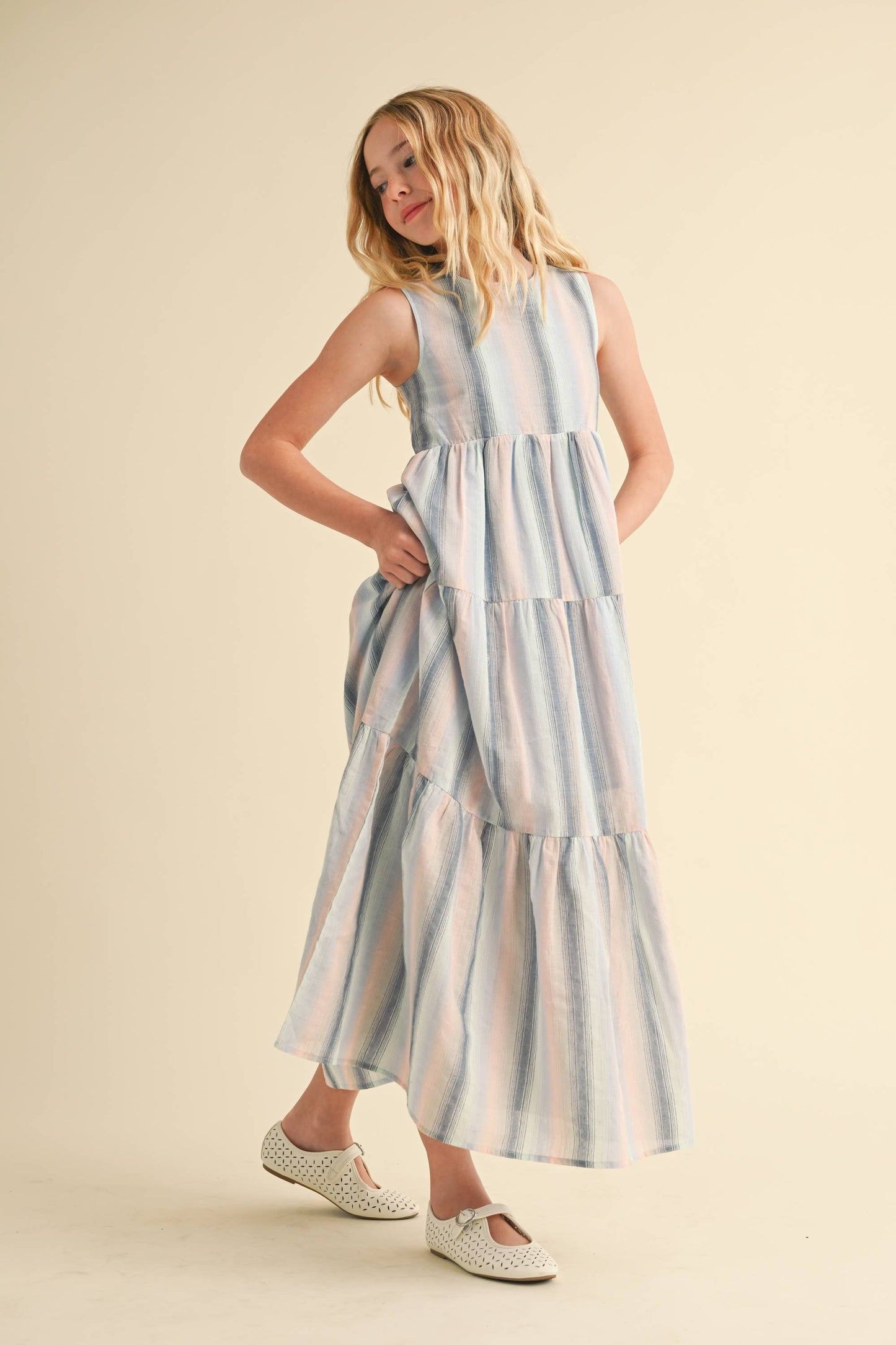 Tween Tiered Flared Maxi Dress