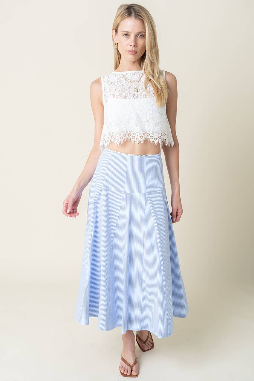 Light Blue Noa Striped Maxi Skirt-132601