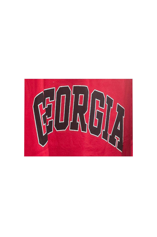Red 'GEORGIA & GA'  Black Print Reversible Mockneck Sweatshirt