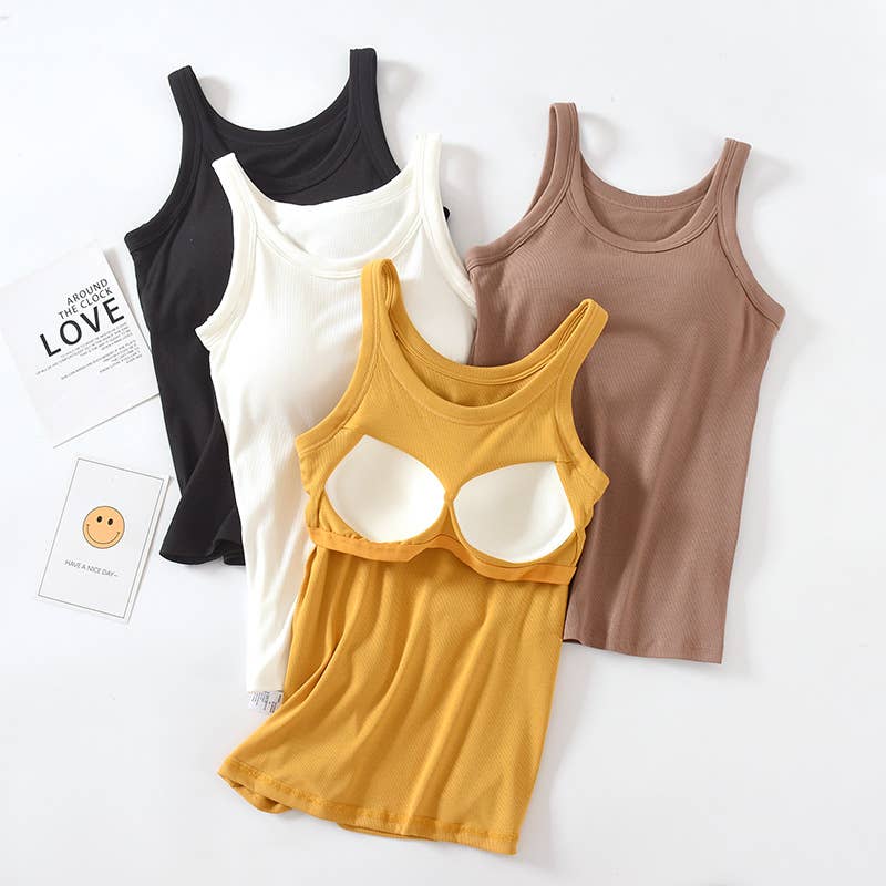 Plum Essential Rib W/ Built In Bra Tank Top-183989