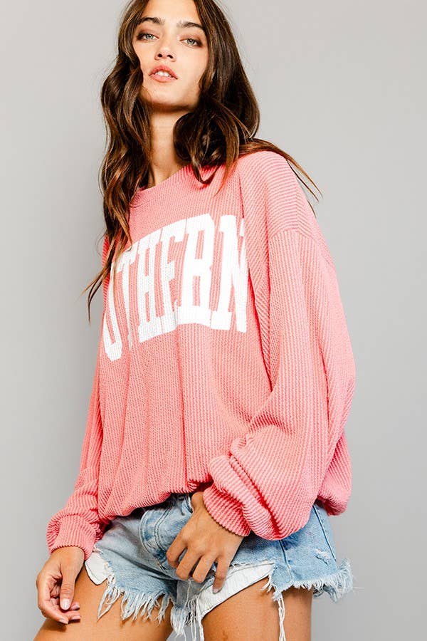 'SOUTHERN' Comfy Oversize Graphic Sweatshirt, Gameday
