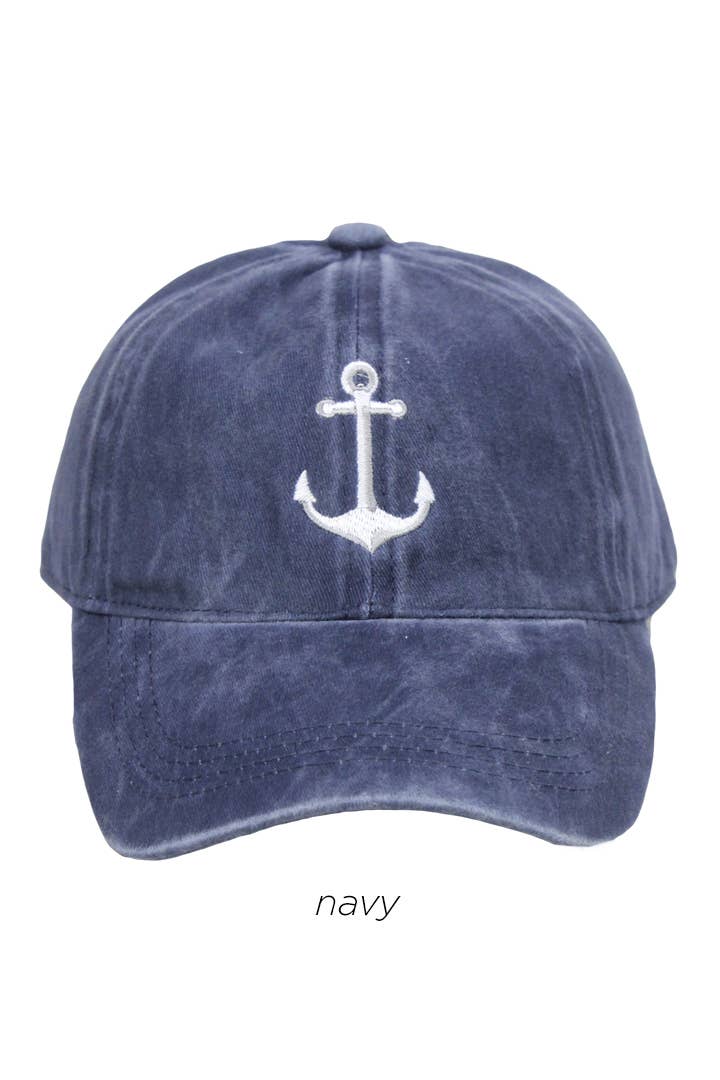 Navy 'ANCHOR' Embroidered Baseball Cap