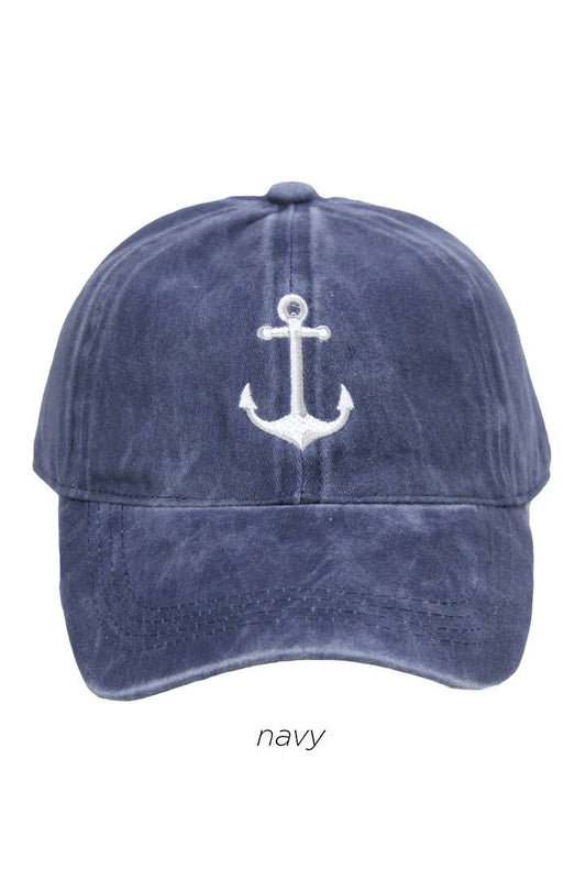 Navy 'ANCHOR' Embroidered Baseball Cap