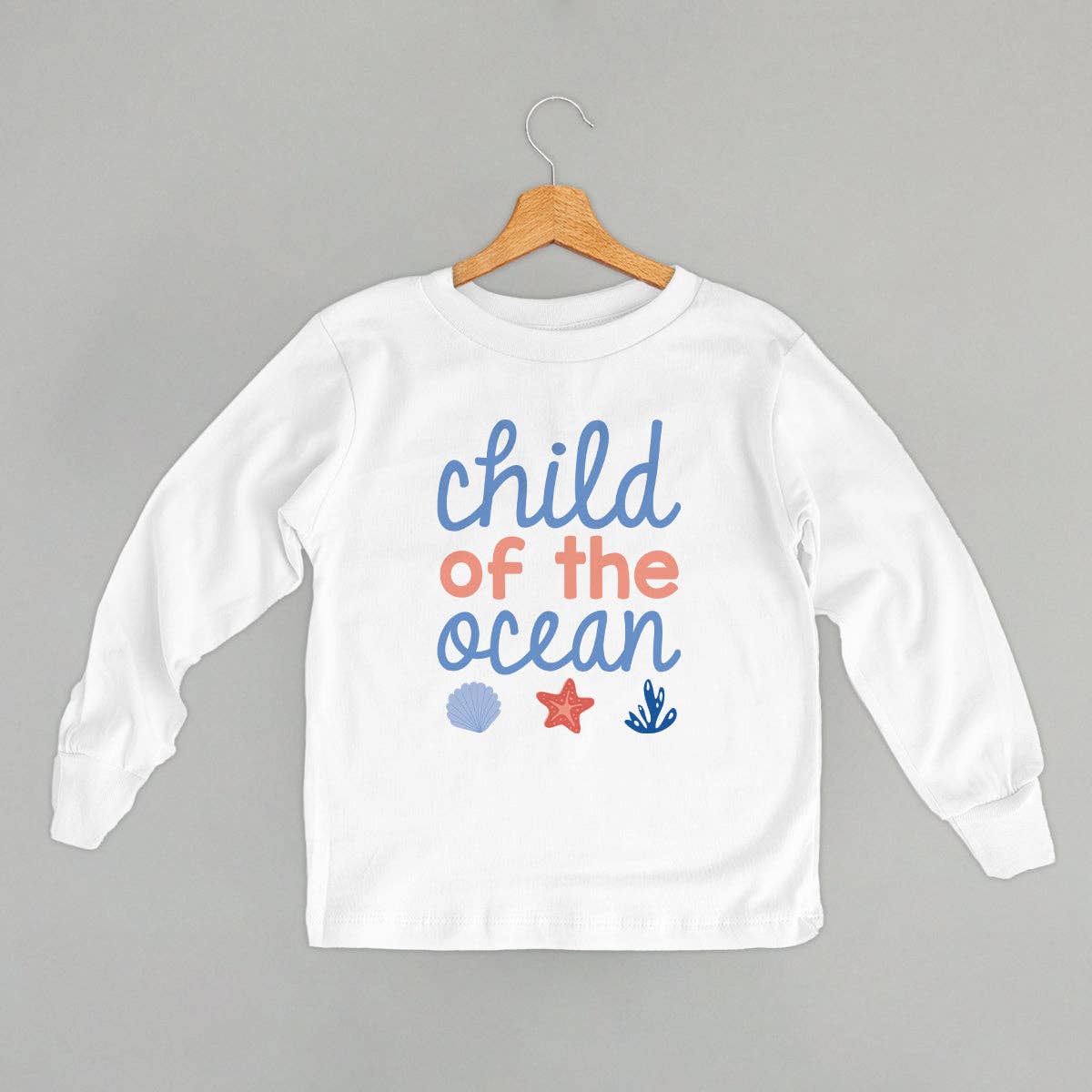 White "Child Of The Ocean" Kids/Toddler Long Sleeve Shirt- 102291