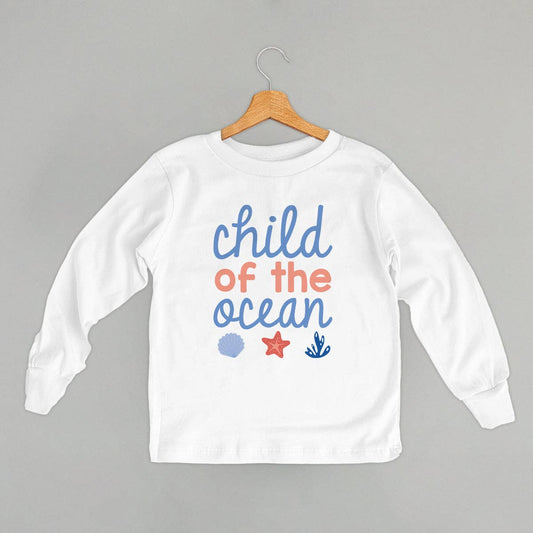 White "Child Of The Ocean" Kids/Toddler Long Sleeve Shirt- 102291