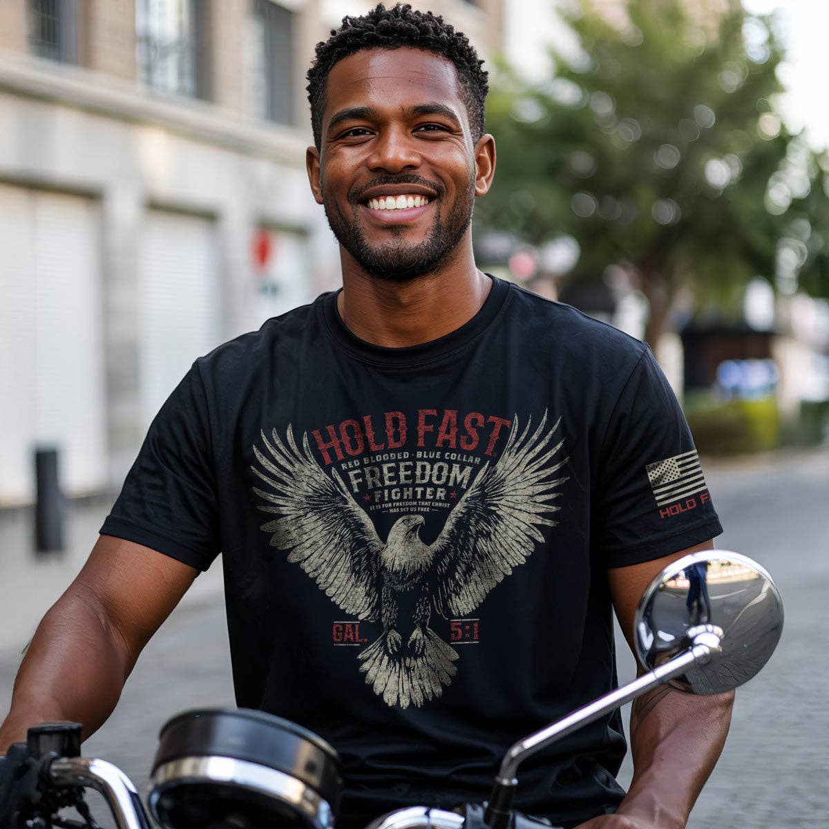 Black Hold Fast 'Freedom Fighter Eagle' Mens T-Shirt-105218