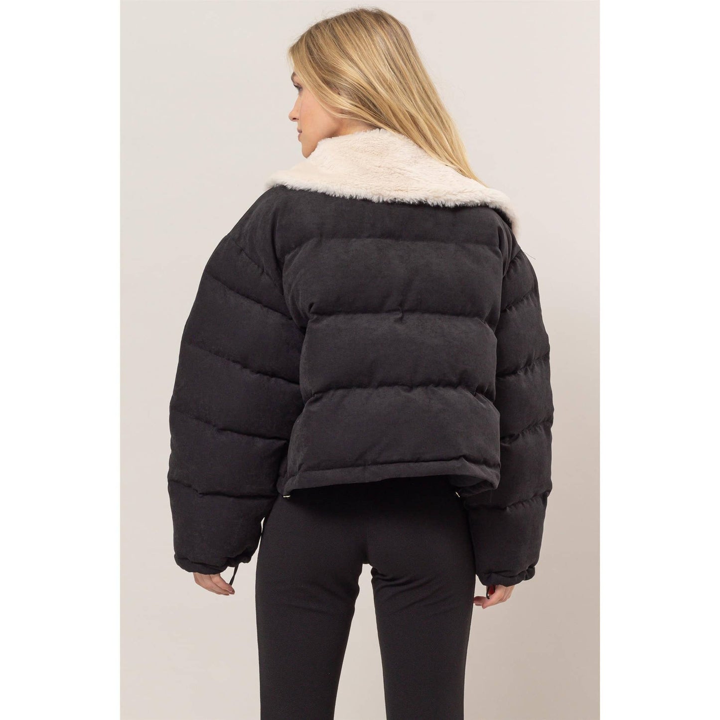 Fur Collar Black Puffer Jacket