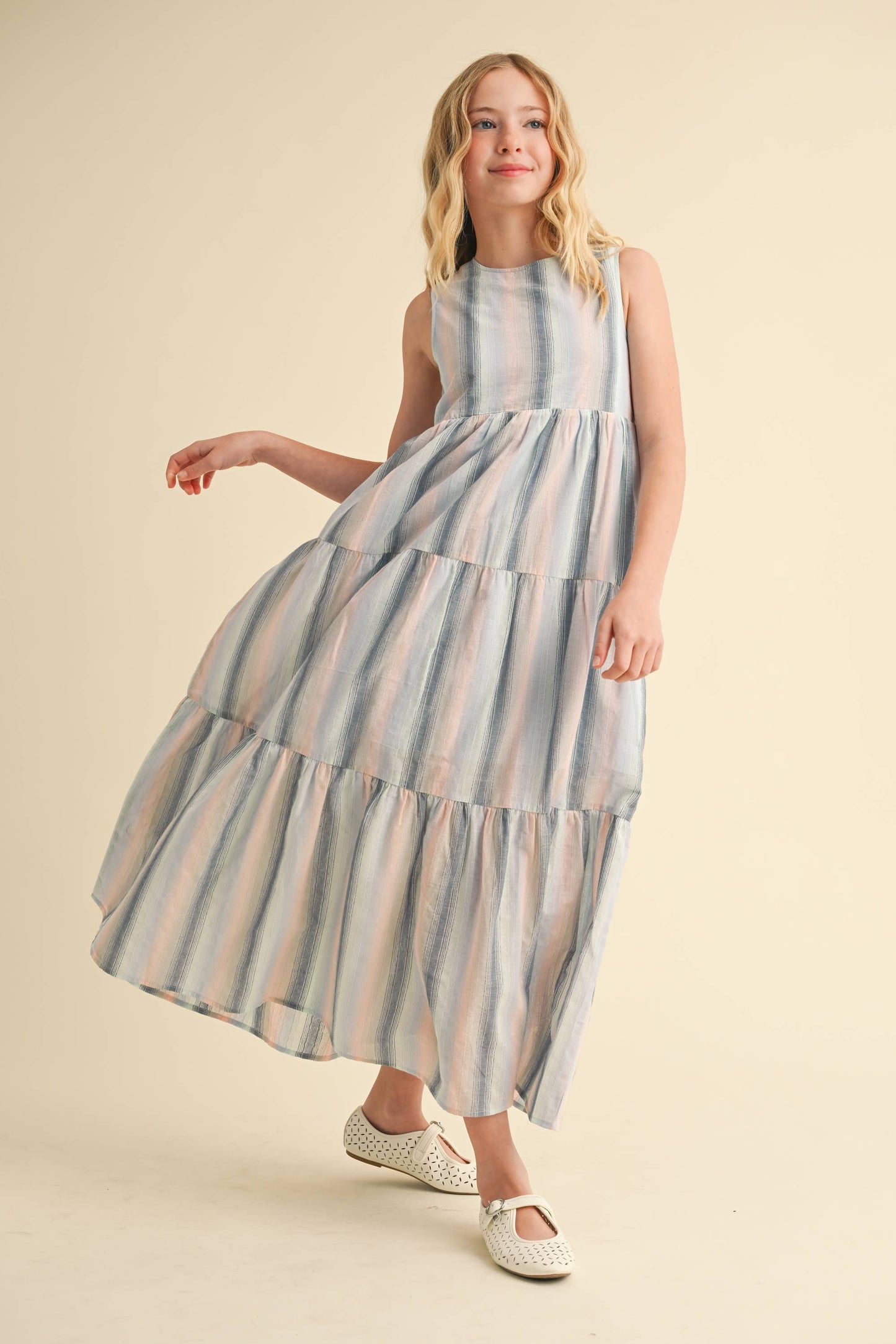Tween Tiered Flared Maxi Dress
