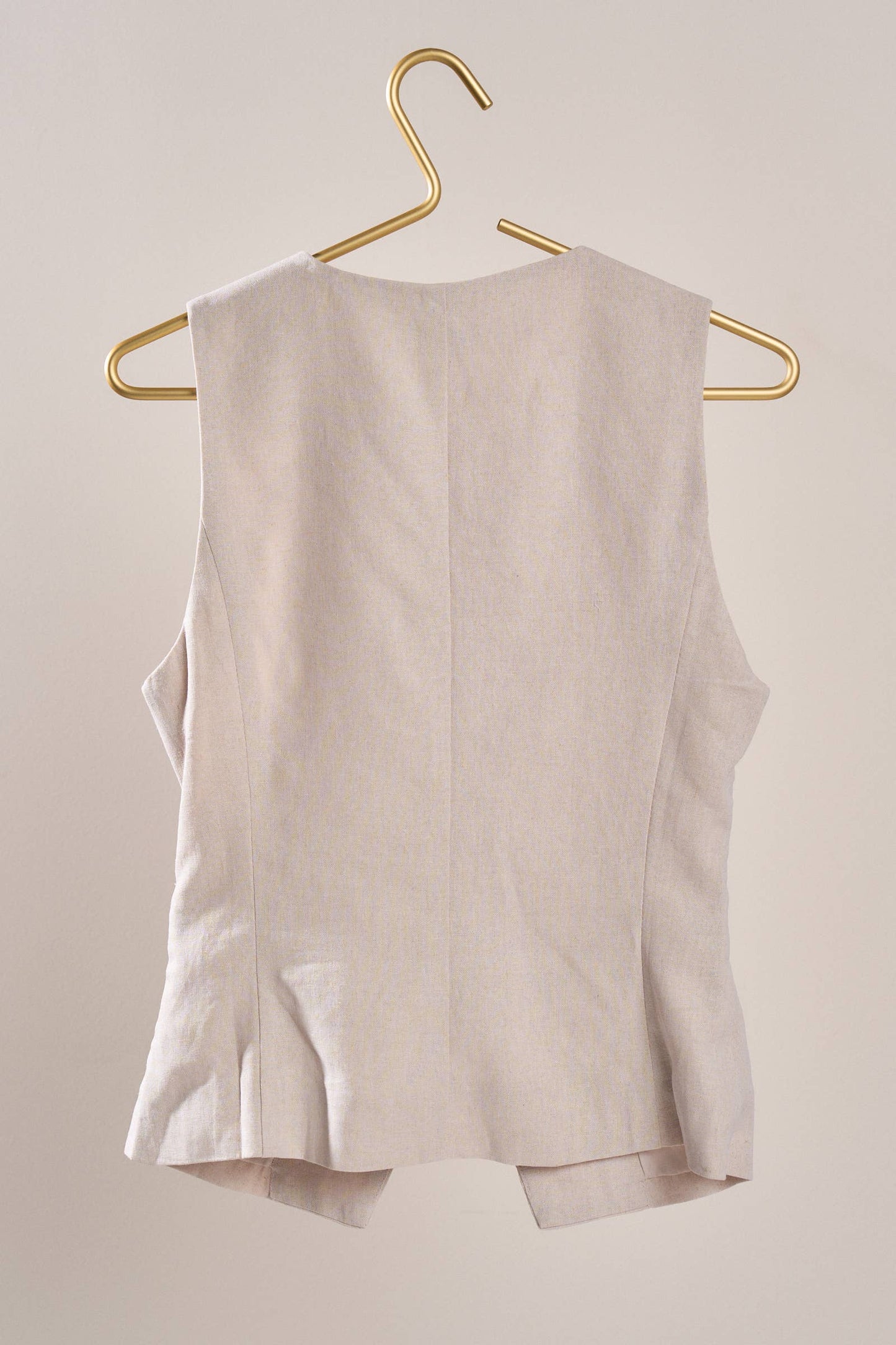 Natural Tailored Linen Blend Waistcoat Vest-141377