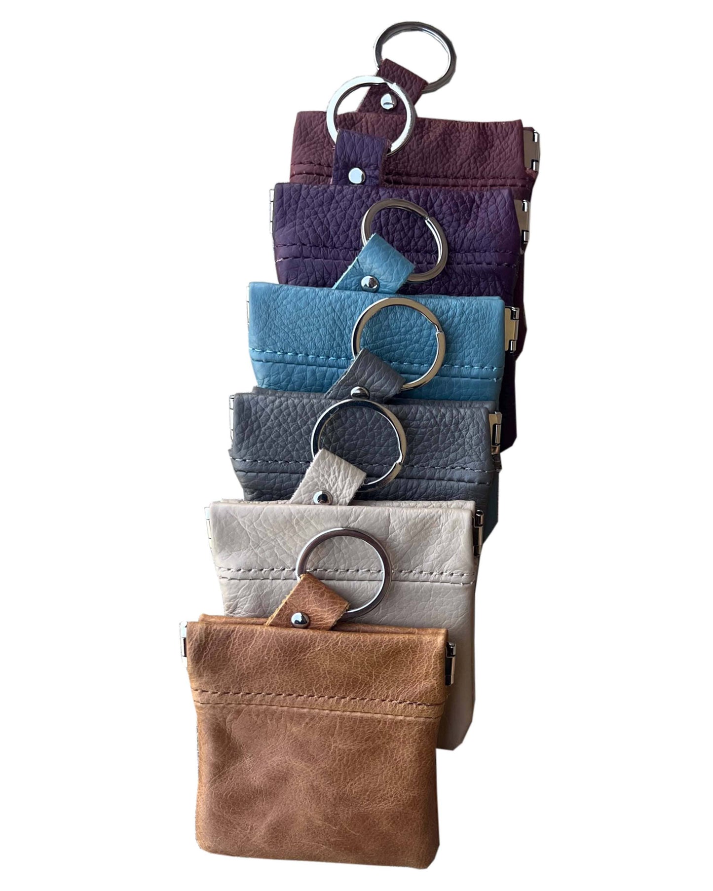 Leather Squeeze Coin Purse Key Ring