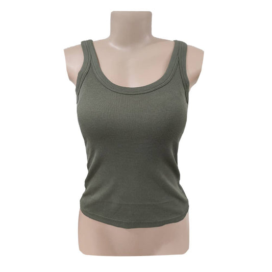 Olive Essential Rib W/ Built In Bra Tank Top-183989
