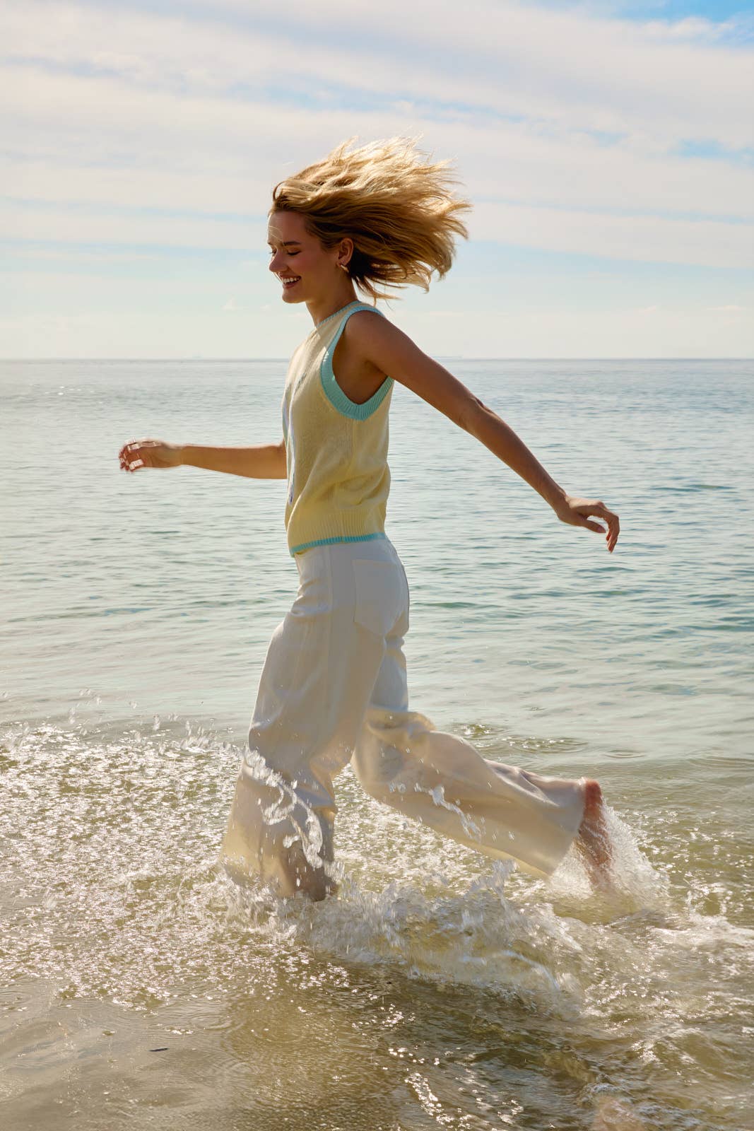White Denim  Jeans w/ Frayed Waist and Edges Detail