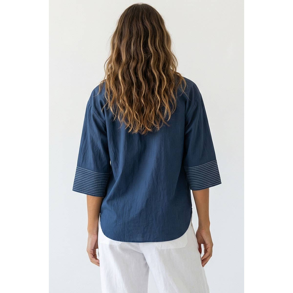 Navy w/ Cream Stitch Tunic Top- 149845