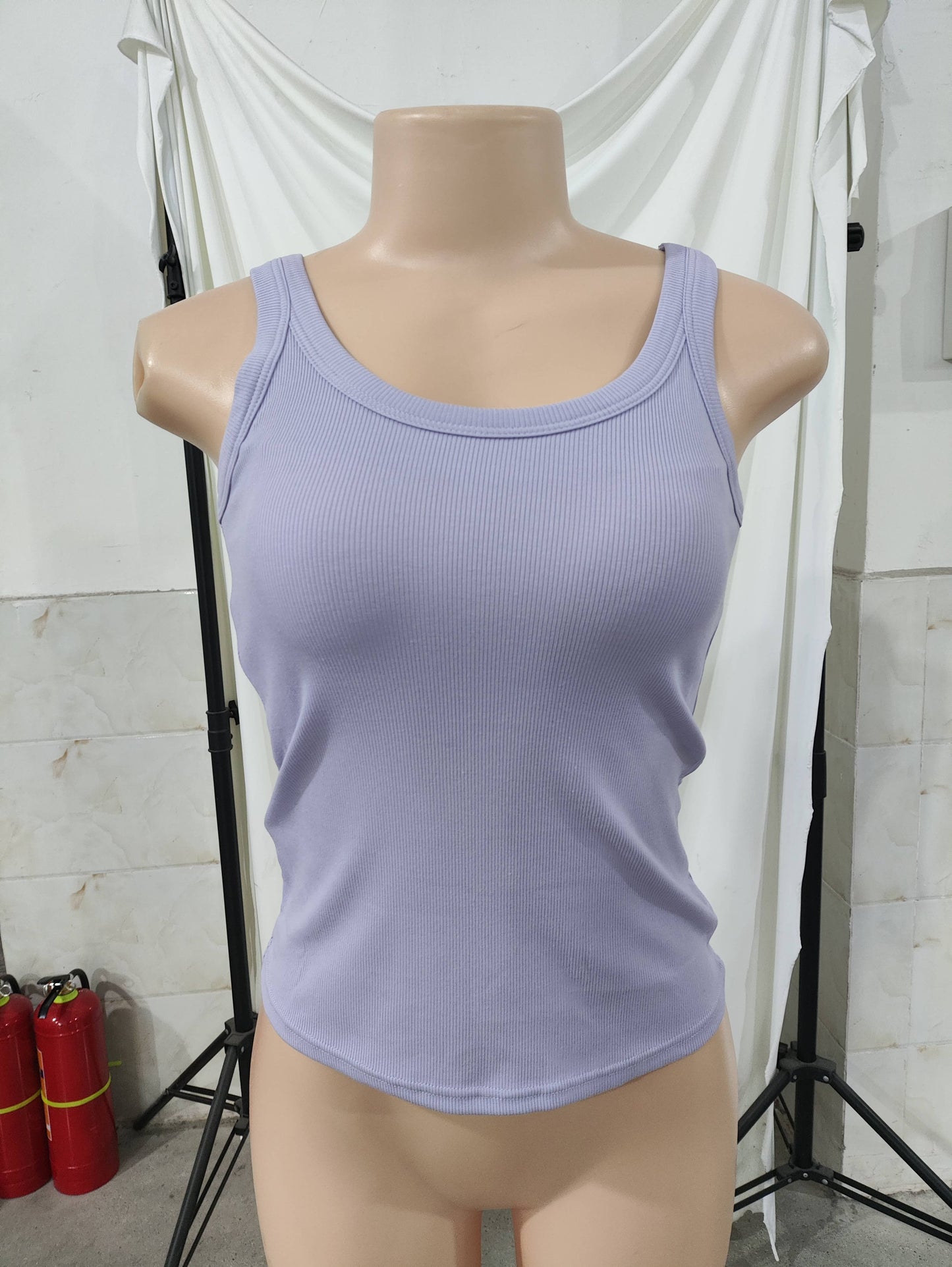 Purple Essential Rib W/ Built In Bra Tank Top-183989