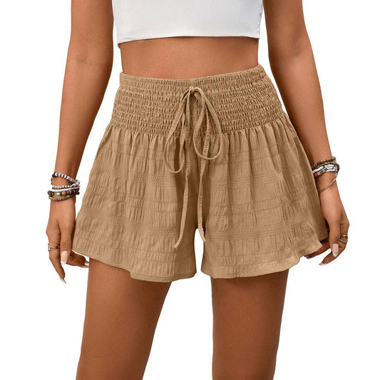 High Waist Ruffle Flair Shorts Terra Cotta/ Khaki