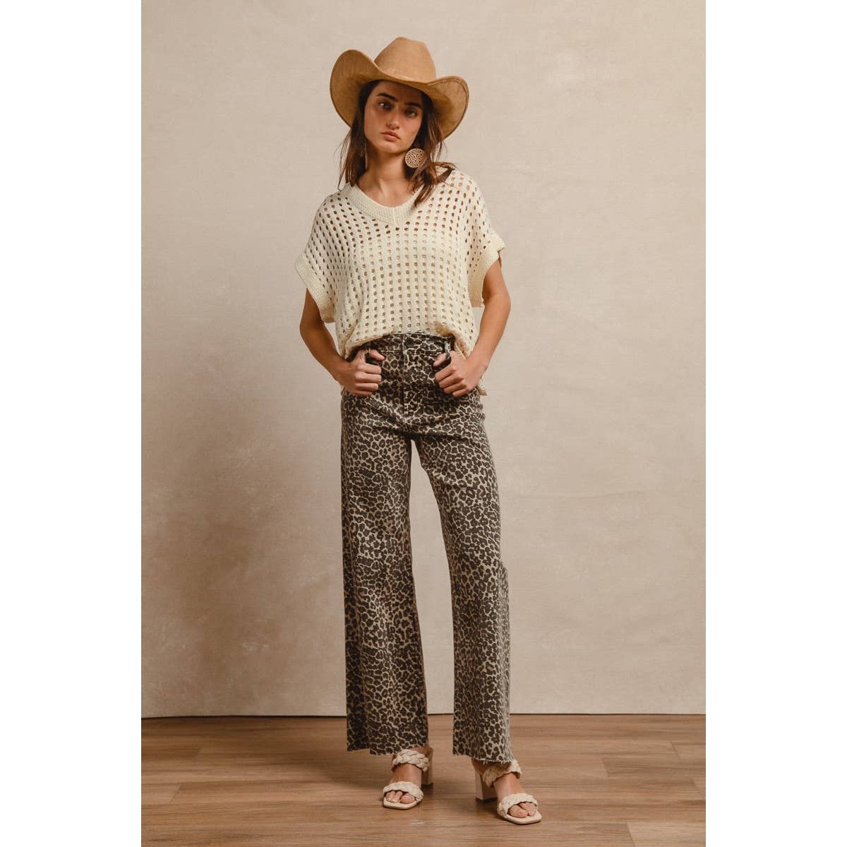 Leopard Print High Rise Flaire Jeans-131708