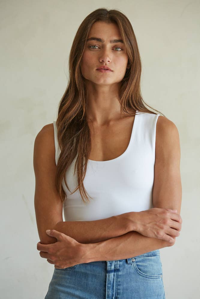 Double Layered Seamless Tank Top /White or Black - 141187