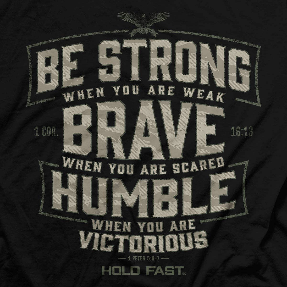 Black Hold Fast 'Brave Strong Humble' Mens T-Shirt-104851